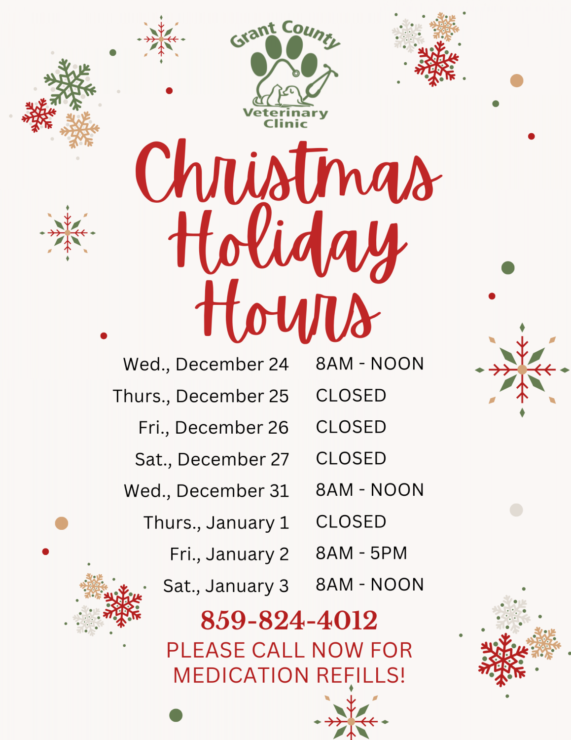 Christmas 2025 hours